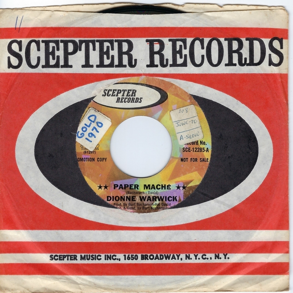 Dionne Warwick ~ 45 Record Promo~ Paper Mache / Same VG Soul